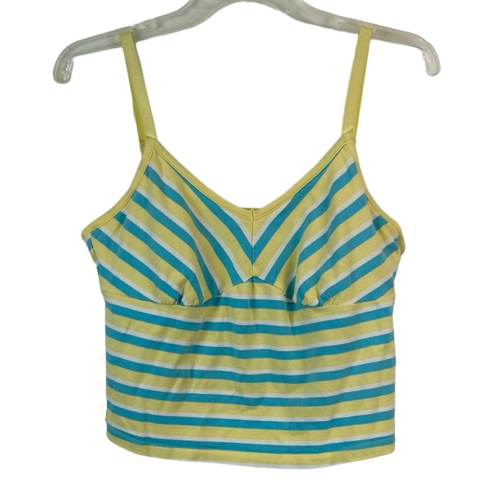 Vintage Babydoll Y2K Striped Crop Tank Top Spagetti Straps Size 1X